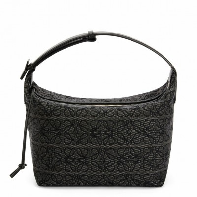 Loewe Cubi Hobo Bag in Black Anagram Jacquard