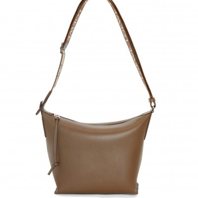 Loewe Cubi Small Bag in Winter Brown Calfskin and Jacquard