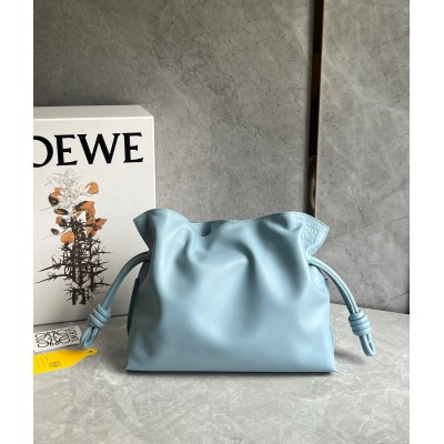 Loewe Flamenco Clutch Bag In Dusty Blue Calfskin