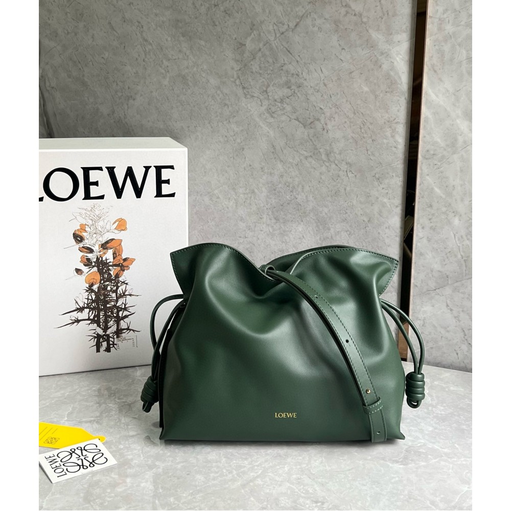 Loewe Flamenco Clutch Bag in Bottle Green Nappa Calfskin