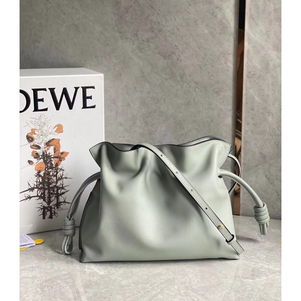 Loewe Flamenco Clutch In Ash Grey Nappa Leather