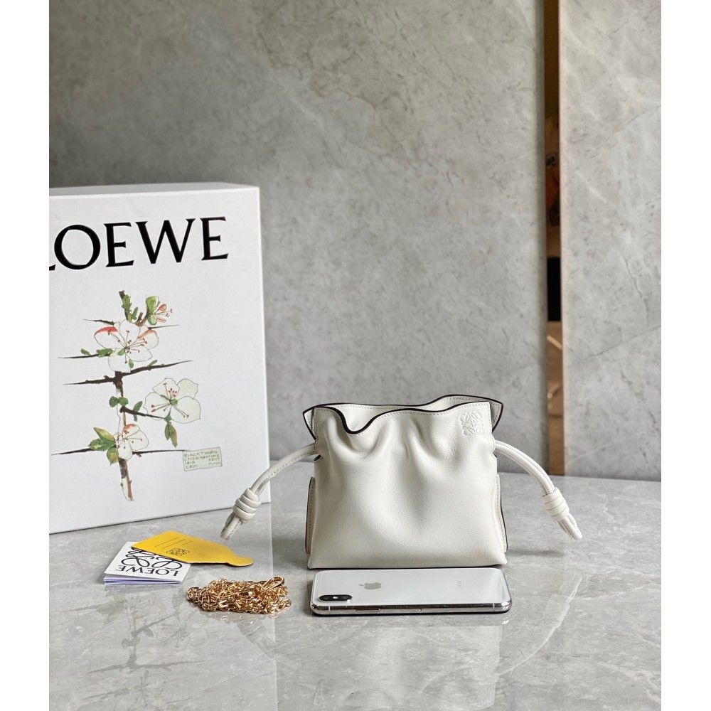 Loewe Flamenco Nano Clutch In White Nappa Leather