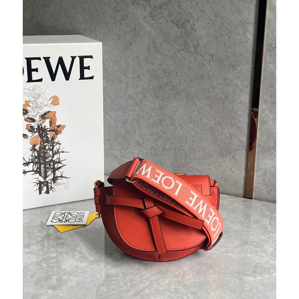 Loewe Gate Dual Mini Bag in Sunrise Orange Calfskin