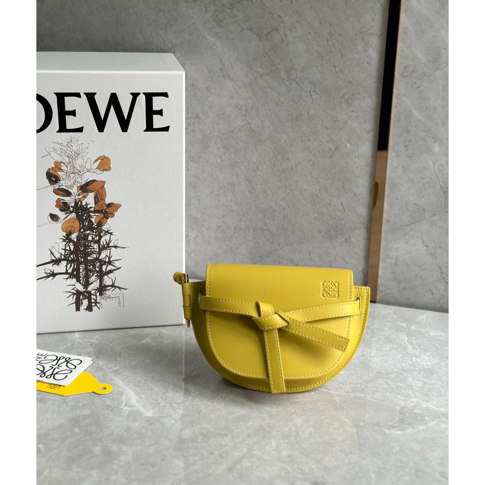 Loewe Gate Dual Mini Bag in Yellow Calfskin