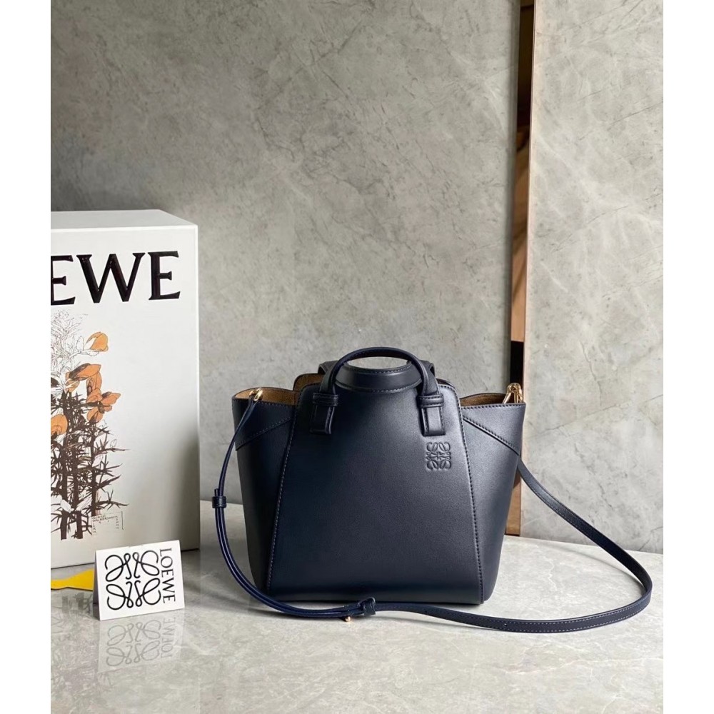 Loewe Hammock Nugget Bag In Navy Blue Calfskin