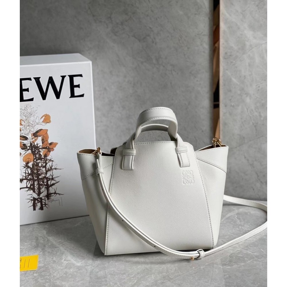 Loewe Hammock Nugget Bag In White Calfskin