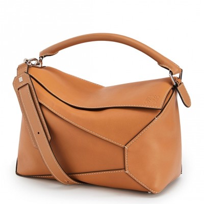 Loewe Large Puzzle Bag In Tan Calfskin