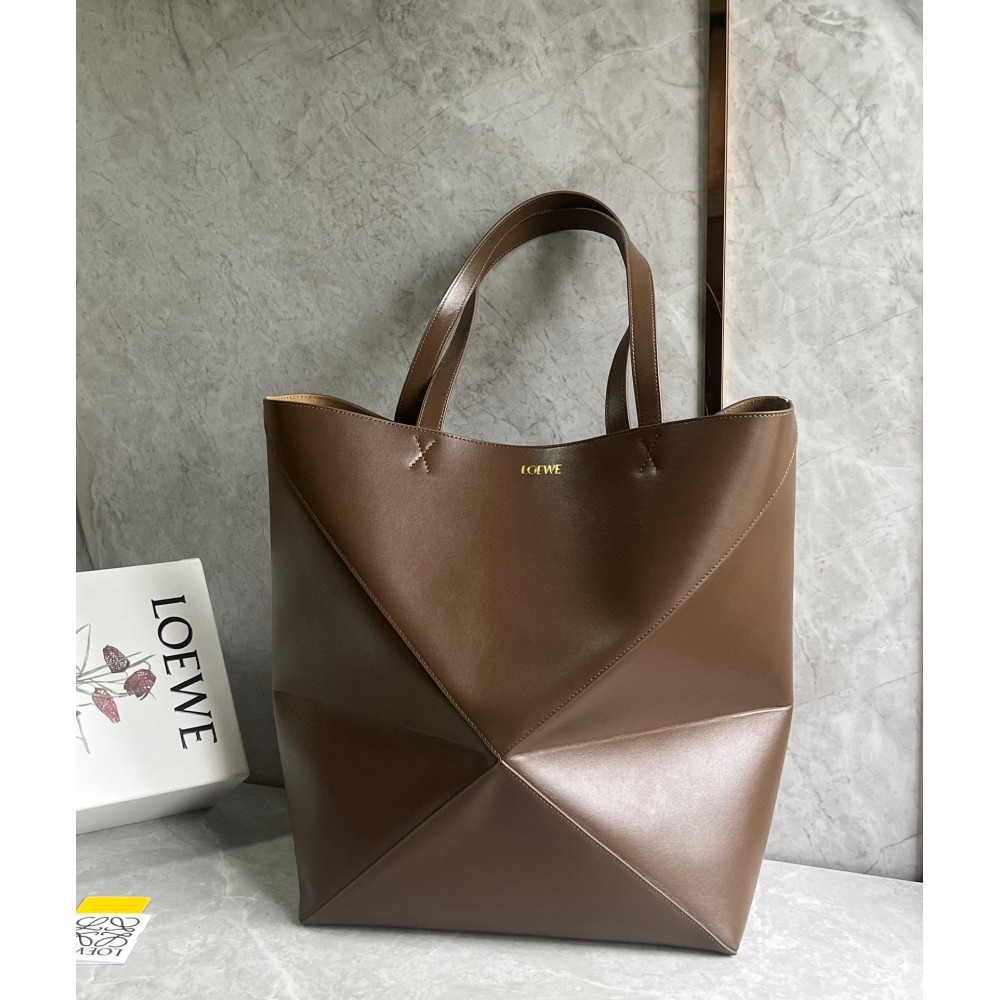 Loewe Large Puzzle Fold Tote Bag in Umber Calfskin