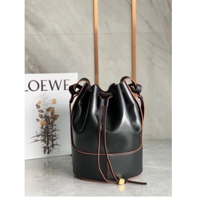 Loewe Medium Balloon Bucket Bag In Black Calfskin