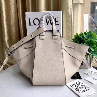 Loewe Medium Hammock Drawstring Bag In Grey Leather