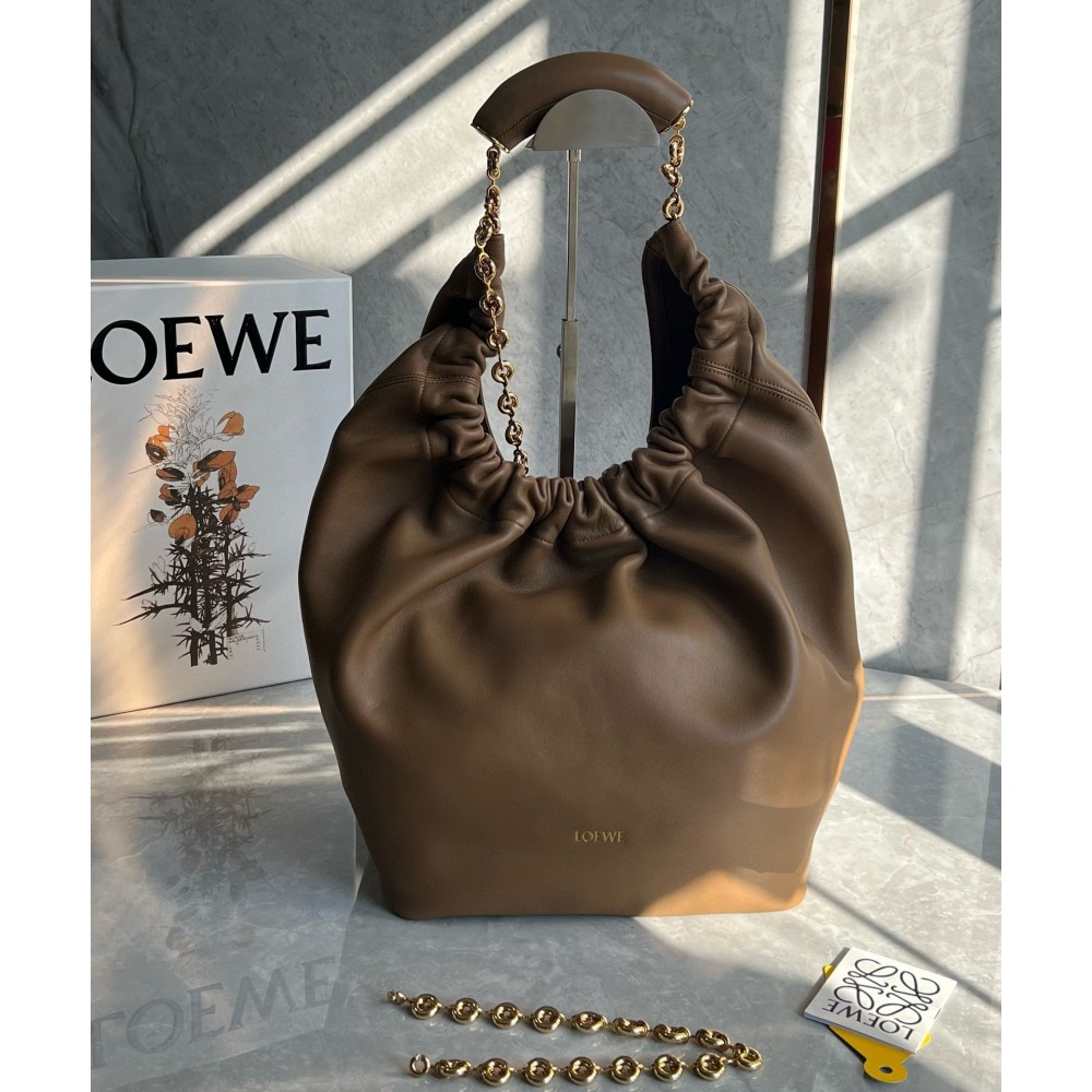 Loewe Medium Squeeze Bag in Brown Nappa Lambskin