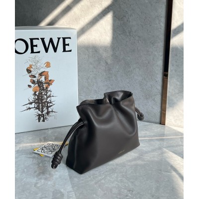 Loewe Mini Flamenco Clutch Bag in Chocolate Nappa Calfskin