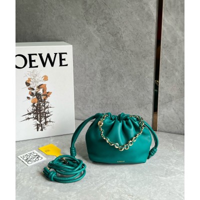 Loewe Mini Flamenco Purse Bag in Green Nappa Lambskin