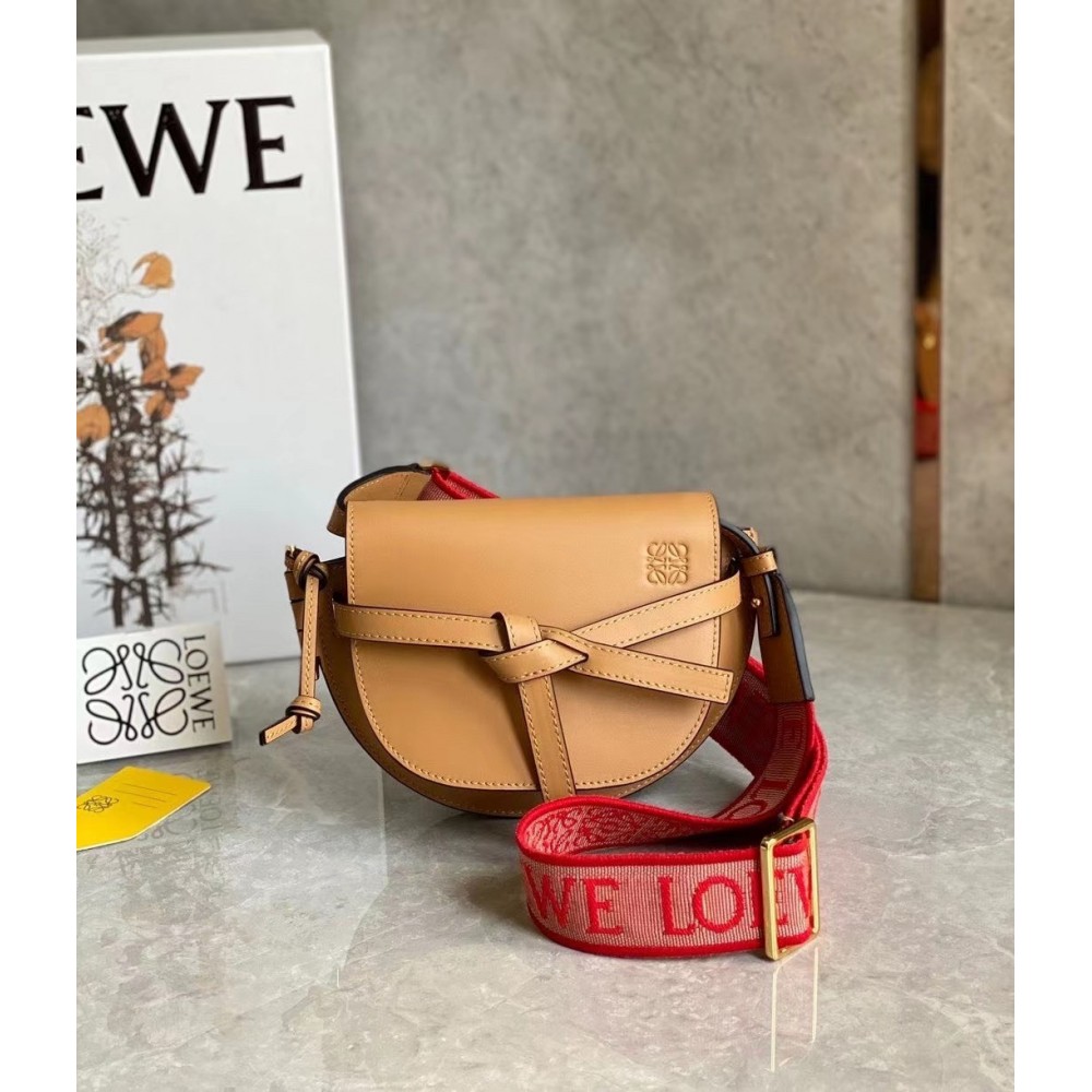 Loewe Mini Gate Dual Bag In Brown Calfskin