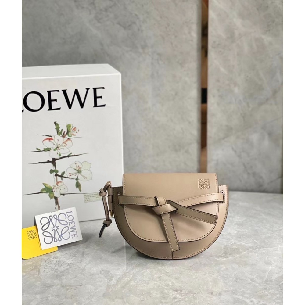 Loewe Mini Gate Dual Bag In Sand Calfskin