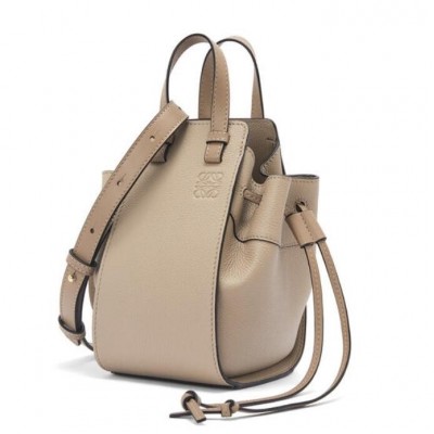 Loewe Mini Hammock Drawstring Bag In Sand Leather