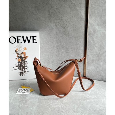 Loewe Mini Hammock Hobo Bag in Brown Calfskin