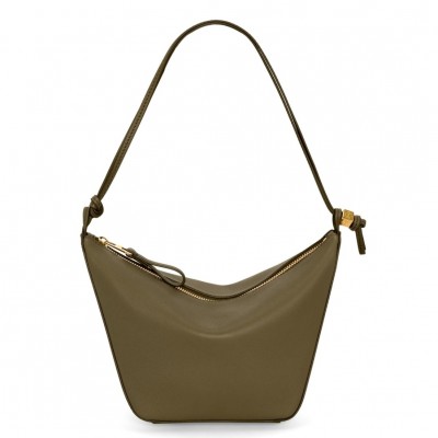 Loewe Mini Hammock Hobo Bag in Dark Green Calfskin