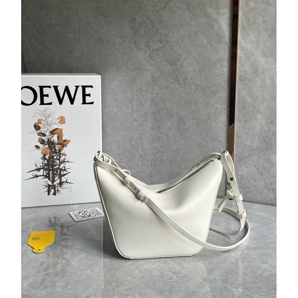 Loewe Mini Hammock Hobo Bag in White Calfskin