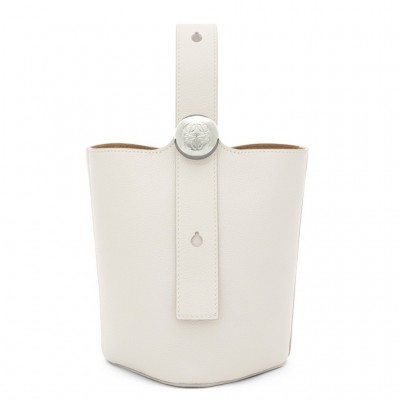 Loewe Mini Pebble Bucket Bag in White Grained Leather