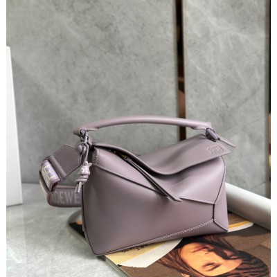 Loewe Puzzle Edge Small Bag In Pale Aubergine Satin Calfskin