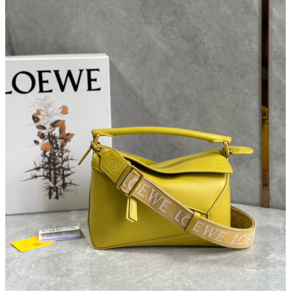 Loewe Puzzle Edge Small Bag In Yellow Satin Calfskin