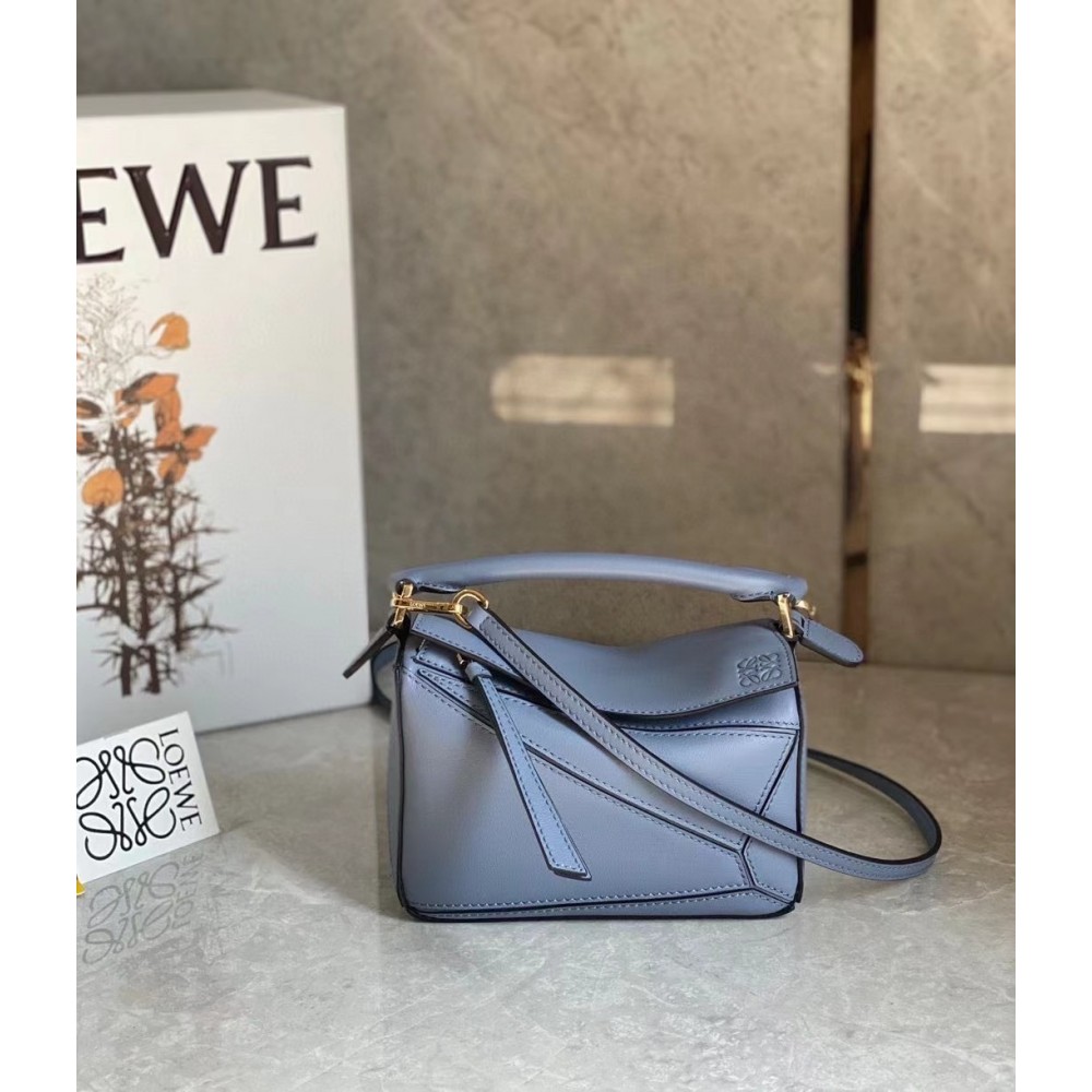 Loewe Puzzle Mini Bag In Atlantic Blue Calfskin Leather