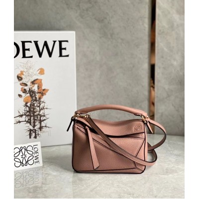 Loewe Puzzle Mini Bag In Dark Blush Grained Calfskin