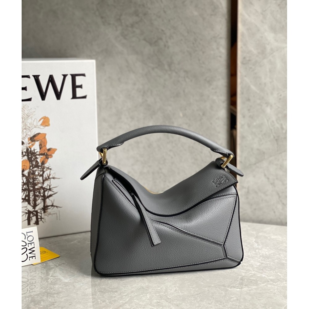 Loewe Puzzle Small Bag In Asphalt Grey Grained Leather