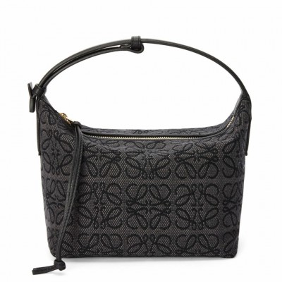 Loewe Small Cubi Hobo Bag in Black Anagram Jacquard