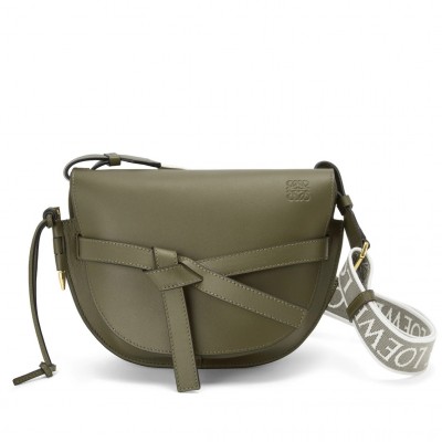 Loewe Small Gate Bag In Green Calfskin and Jacquard